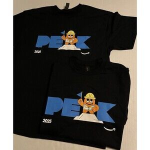NEW *LOT OF 2* Amazon Peak 2025 Employee Black SS T-Shirt Tee LARGE Prime NWOT